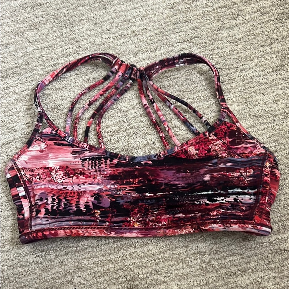 Lululemon Athletica Red and Pink Sports Bra with Adjustable Straps